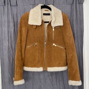Zara suede shearling coat